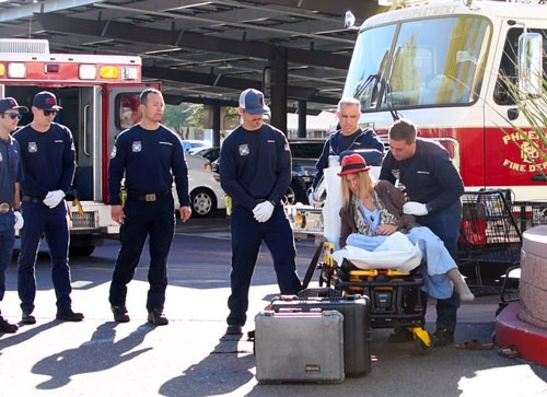 Firefighters participating in dementia training