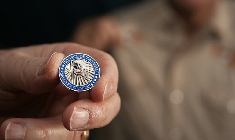 Saluting Veteran pin from Hospice of the Valley