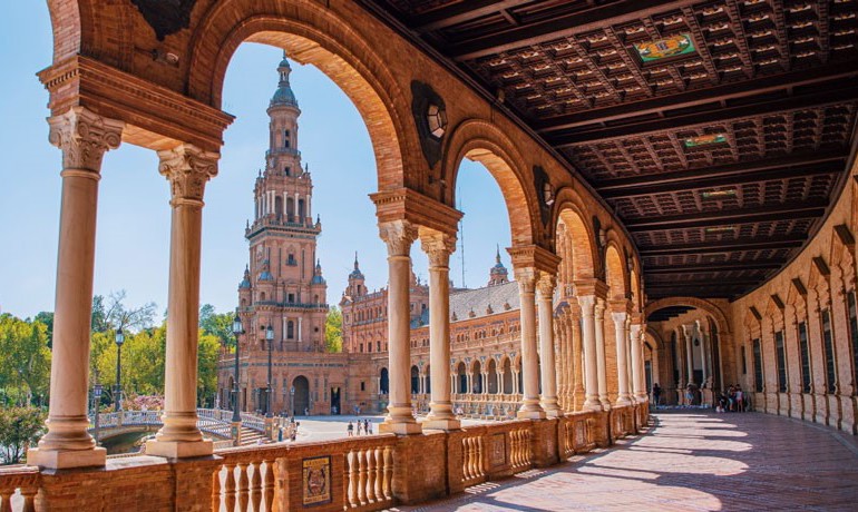 A view of the Plaza de España in Seville, Spain