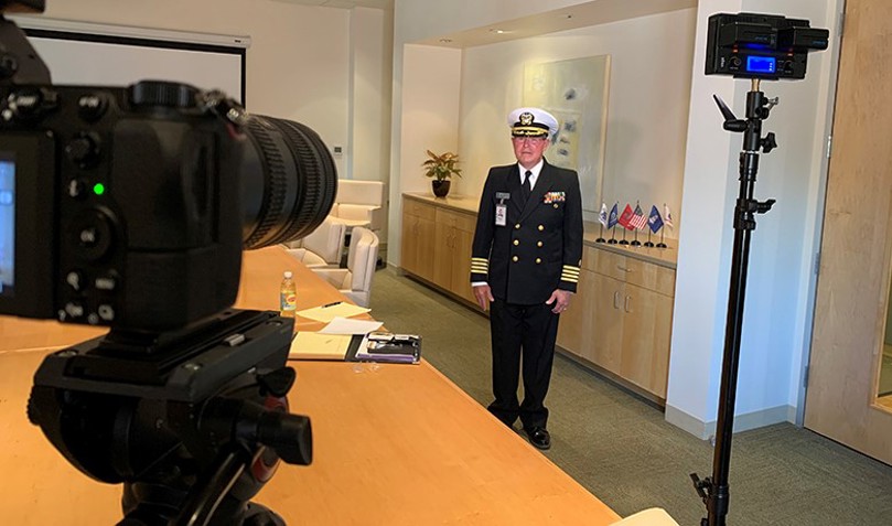 Denny Bash performs virtual tribute visit in front of camera